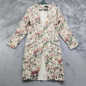 Vintage Split Decision Dress Size 12 Floral Tapestry Pleated Attached Blazer